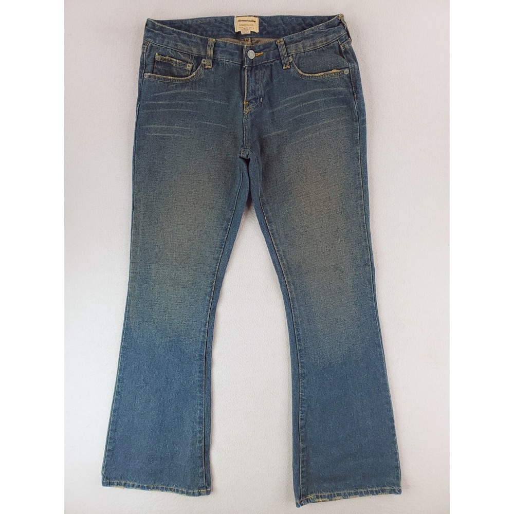 Vintage Abercrombie Fitch Jean Womens 4 Blue Flared Boot Low Rise Y2K Dirty Wash